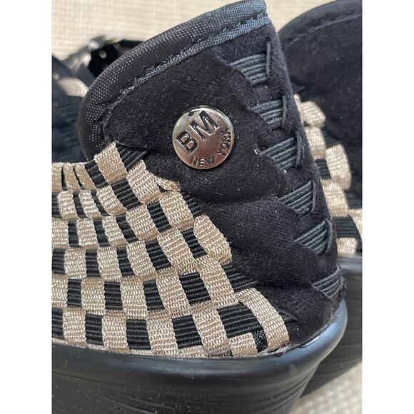 BERNIE MEV Sexy Comfort Stretch Woven Wedge Heels -Gold Black  size 39 / 8.5 - 9 - Picture 5 of 9